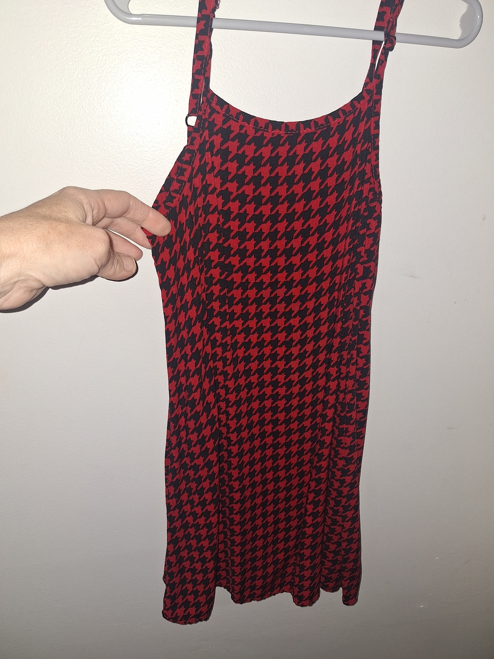 art class Red and Black Houndstooth Pinafore Dress